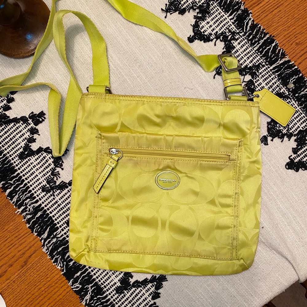 Chartreuse Coach crossbody purse